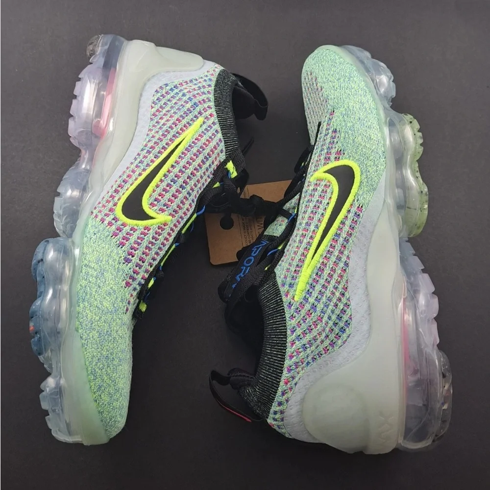 Nike Air VaporMax 2021 FK GS‎ Volt Photo Blue Woman’s Shoes Sz 7 / 5.5 Youth NWT
